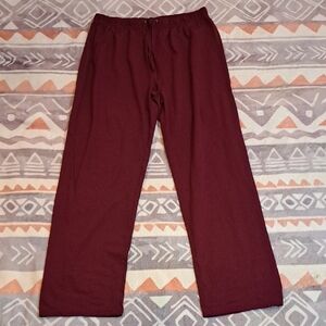 Red Relaxed Fit Pajama Pants with Elastic Waistband